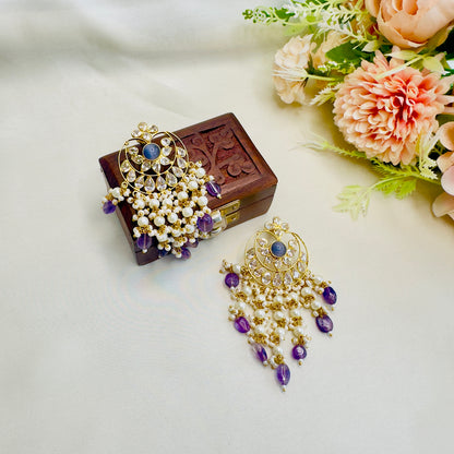 Kundan Purple Earrings