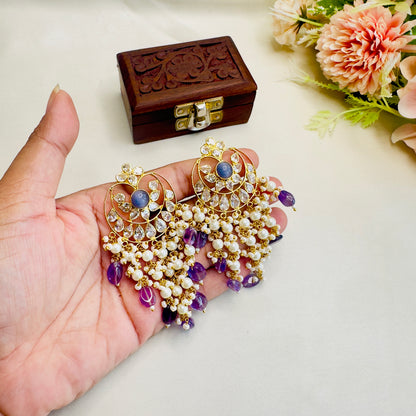 Kundan Purple Earrings