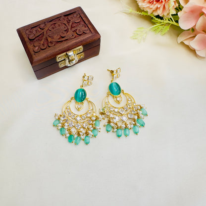 Sea Green Chand Bali Earrings