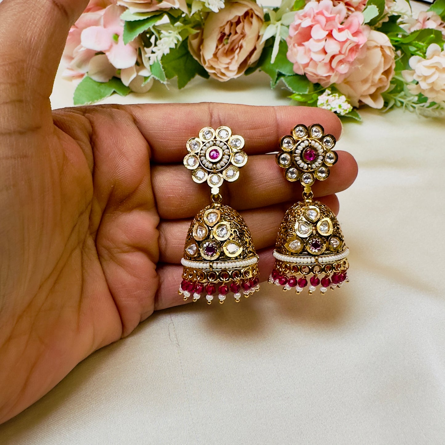 Rajwadi Kundan Jhumki Earrings