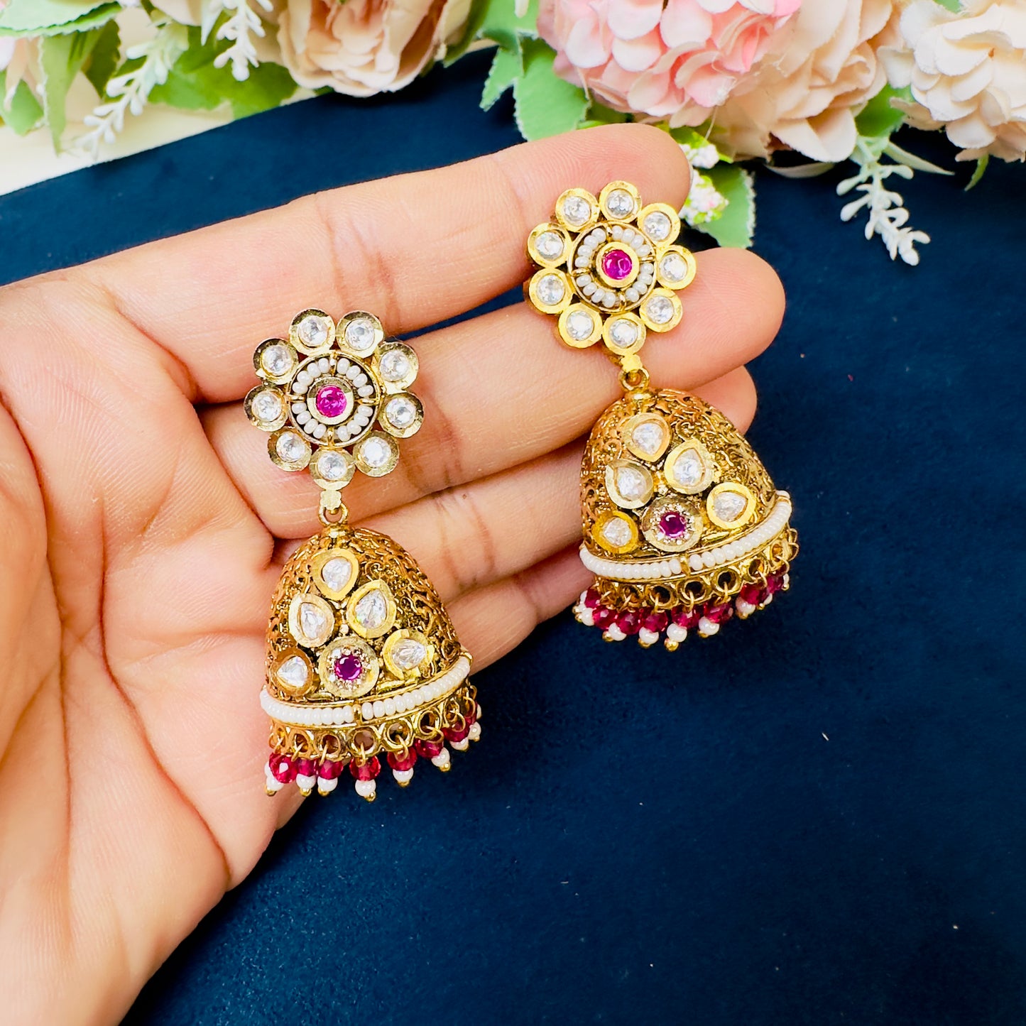 Rajwadi Kundan Jhumki Earrings