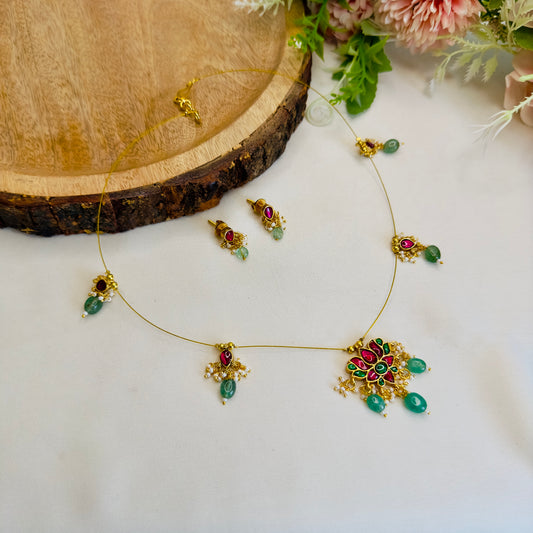 Lotus Motif Invisible Necklace Set