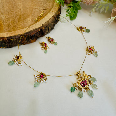 Peacock Design Jadau Necklace Set