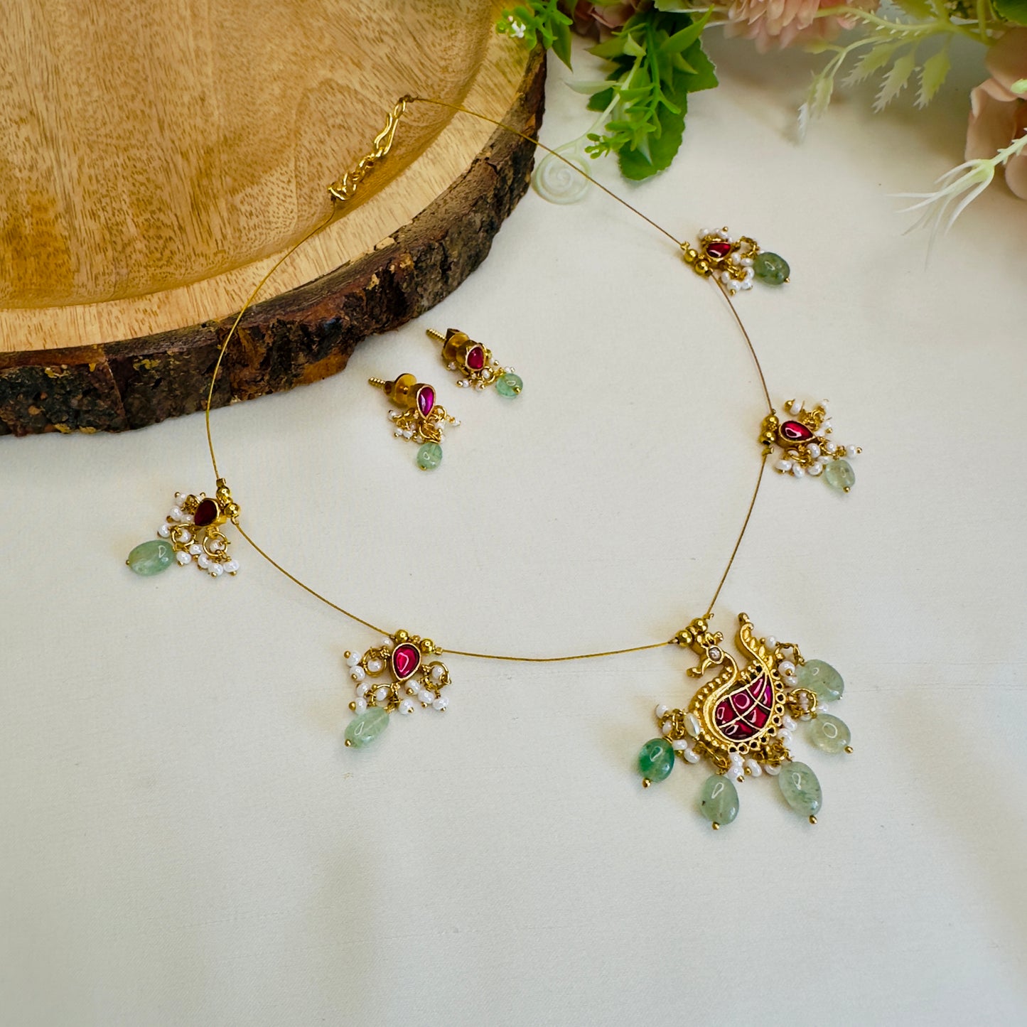 Peacock Design Jadau Necklace Set