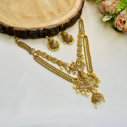 Double layer Lakshmi Motif Necklace Set