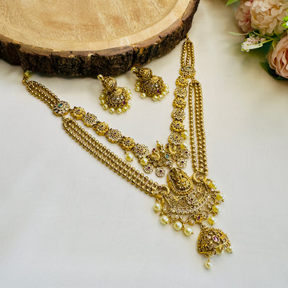 Double layer Lakshmi Motif Necklace Set