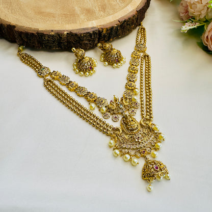 Double layer Lakshmi Motif Necklace Set