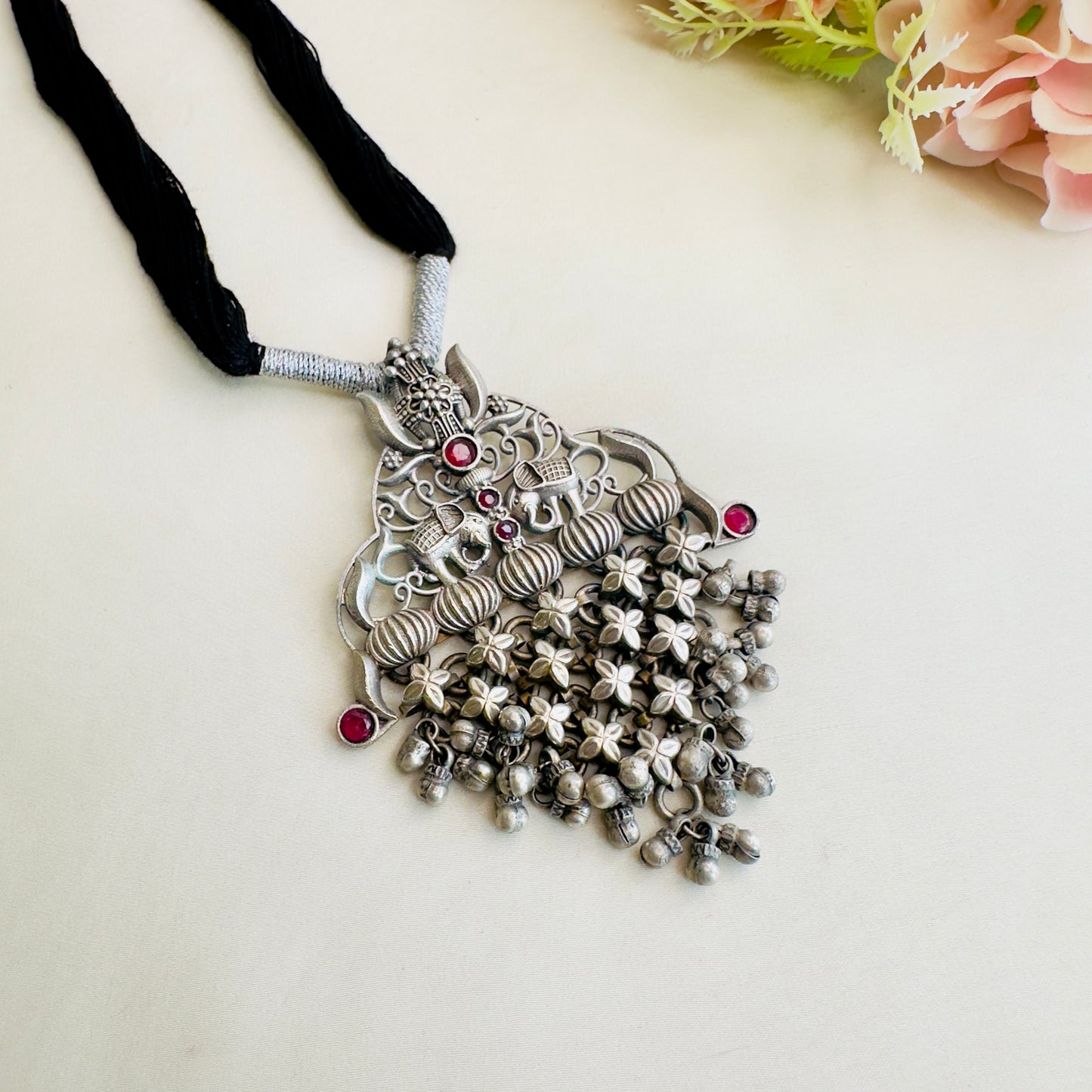 Long Thread Silver pendant