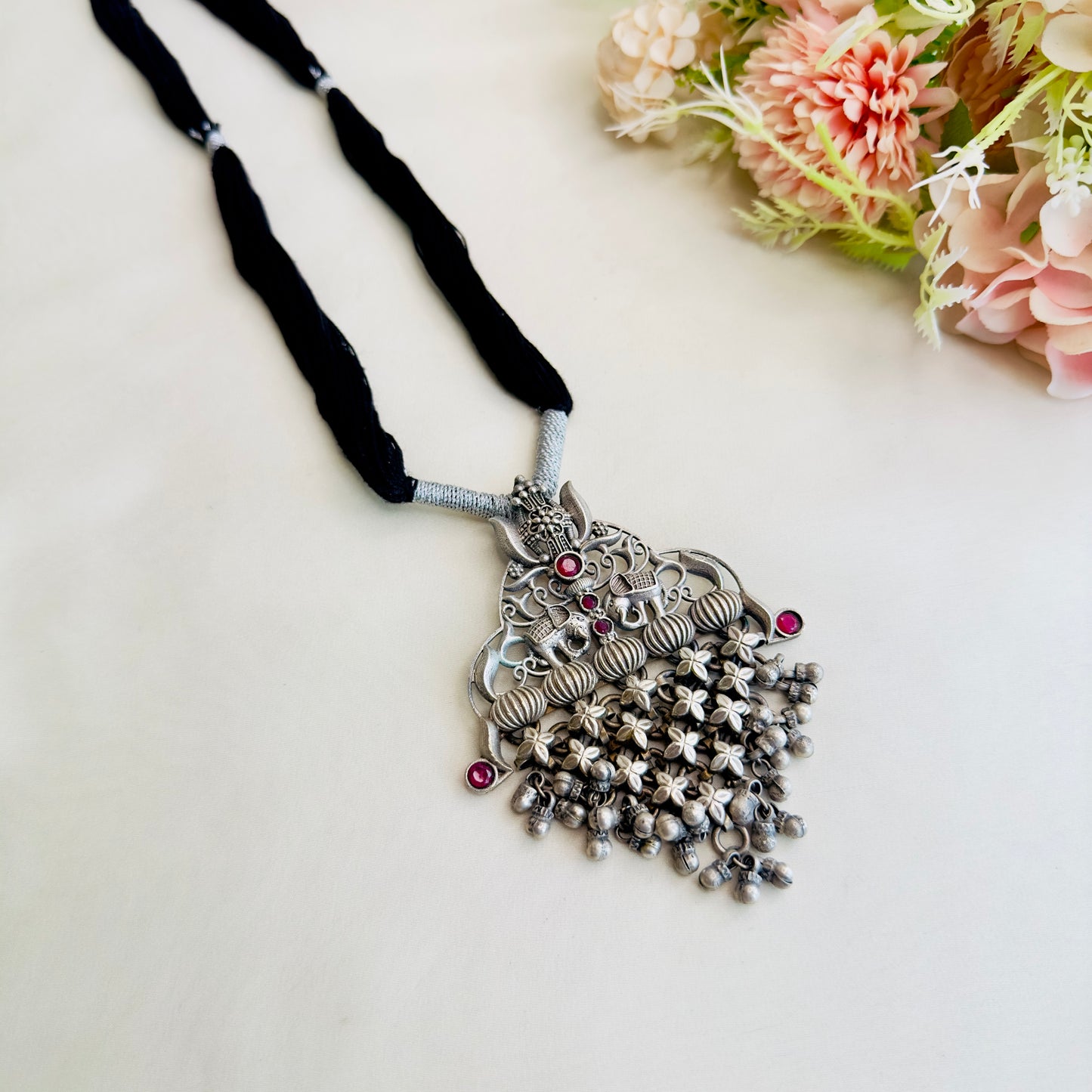 Long Thread Silver pendant