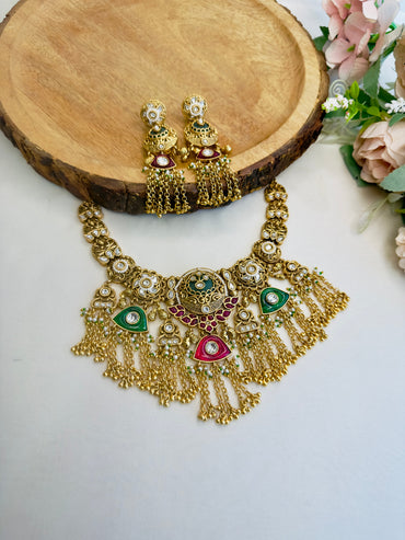 Multicolor Rajwadi Necklace Set