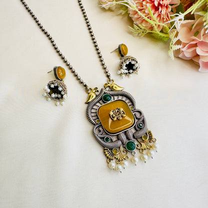 Long Monalisa Stone Necklace Set