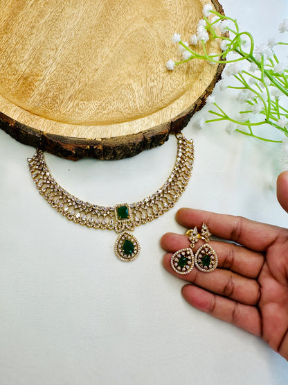 Beautiful AD Temple Polish Necklace Set