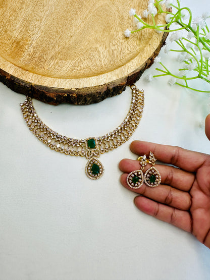 Beautiful AD Temple Polish Necklace Set