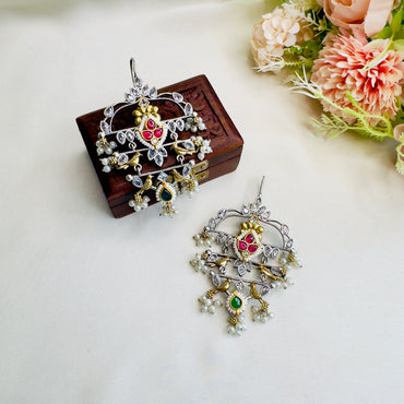 Pachi Kundan AD Silver Replica Earrings