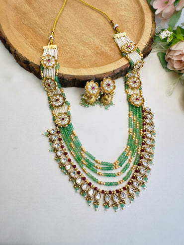 Layered Flower Long Necklace Set