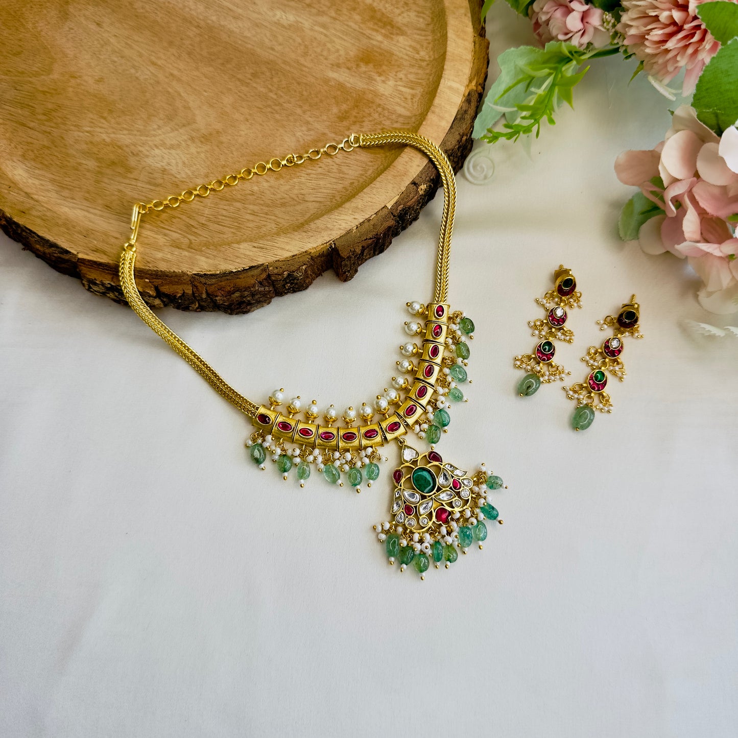 Jadau Chain Necklace Set