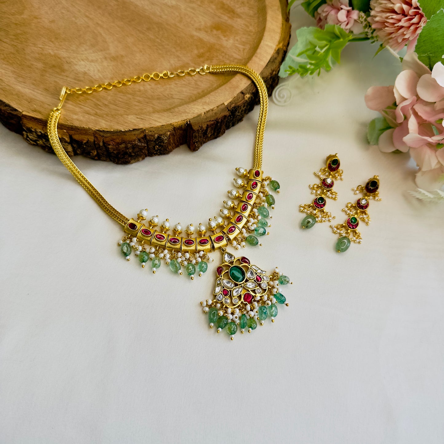 Jadau Chain Necklace Set
