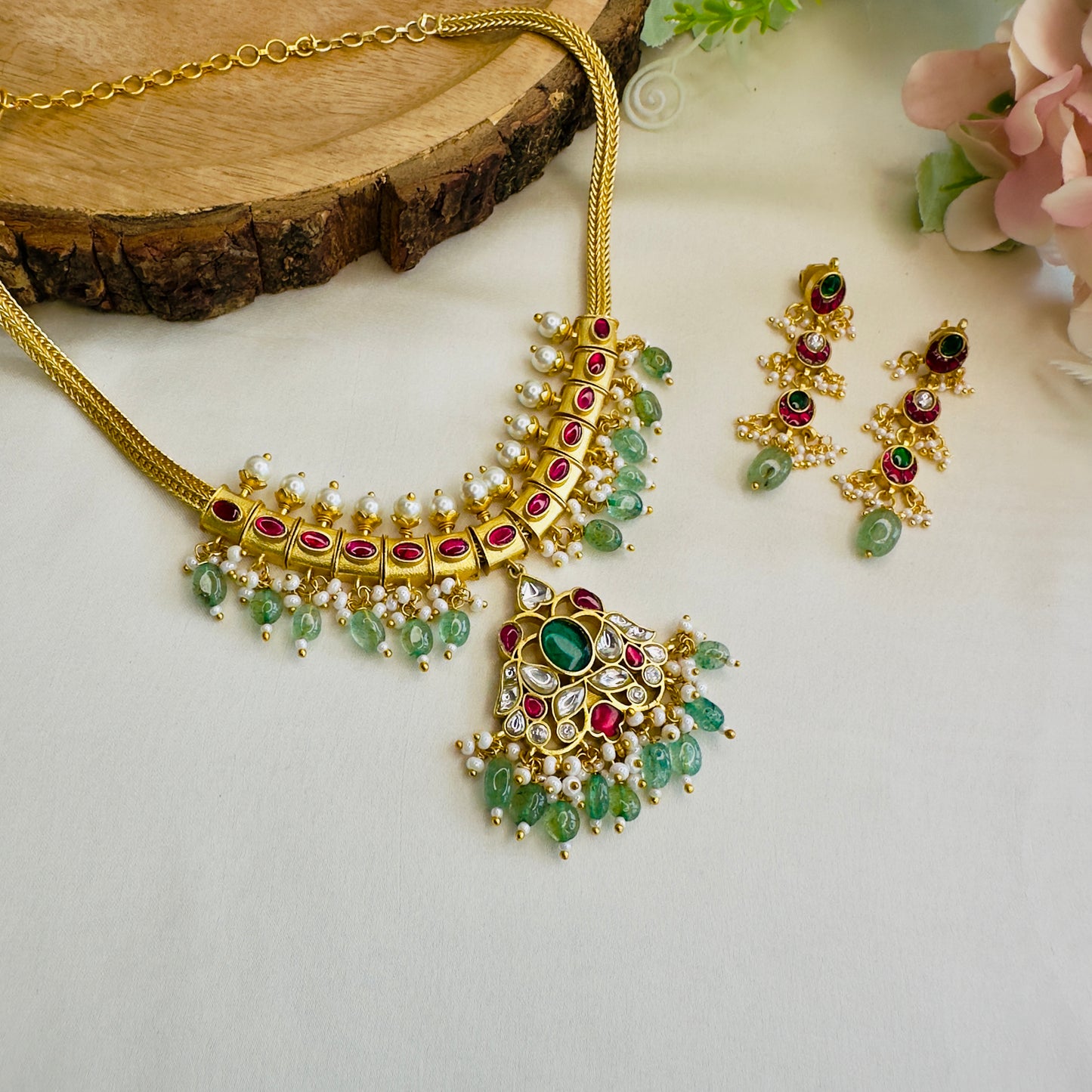 Jadau Chain Necklace Set