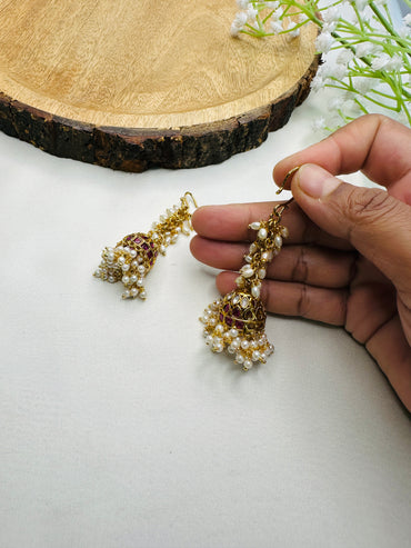 Rice Pearl Ruby Kemp Jhumki