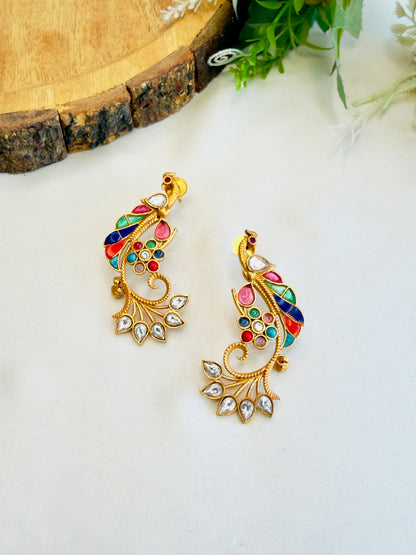 Aamrapali Peacock Multicolor Earrings