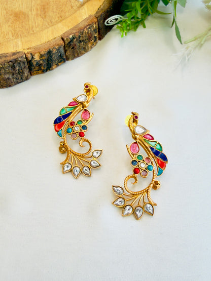 Aamrapali Peacock Multicolor Earrings