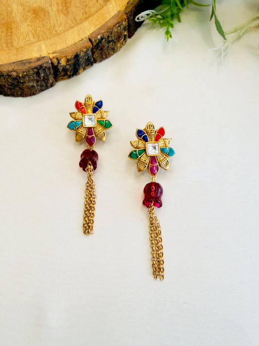 Multicolor Moissanite Aamrapali Earrings