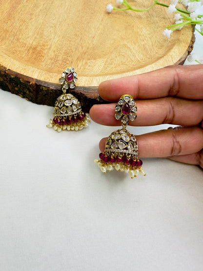 AD Antique Polish Jhumki Earrings