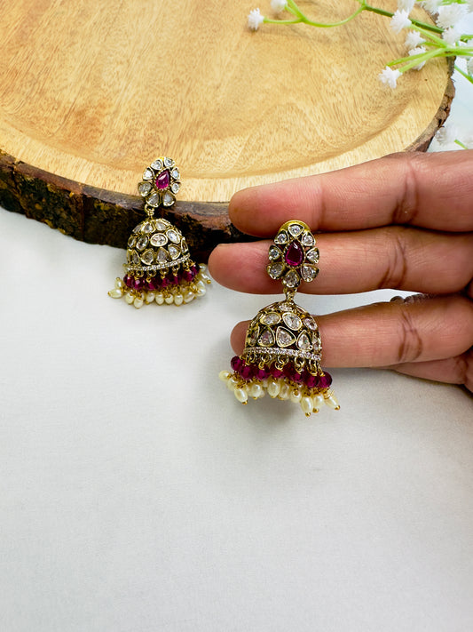 AD Antique Polish Jhumki Earrings
