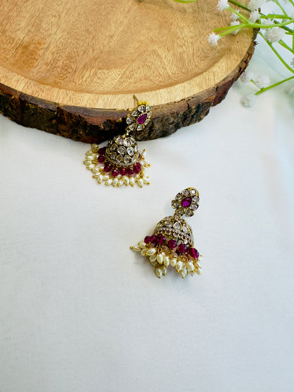 AD Antique Polish Jhumki Earrings