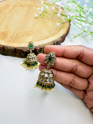 AD Antique Polish Jhumki Earrings