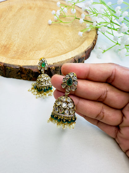 AD Antique Polish Jhumki Earrings