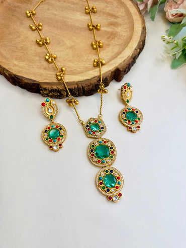 Three Pendant Ghungroo Necklace Set