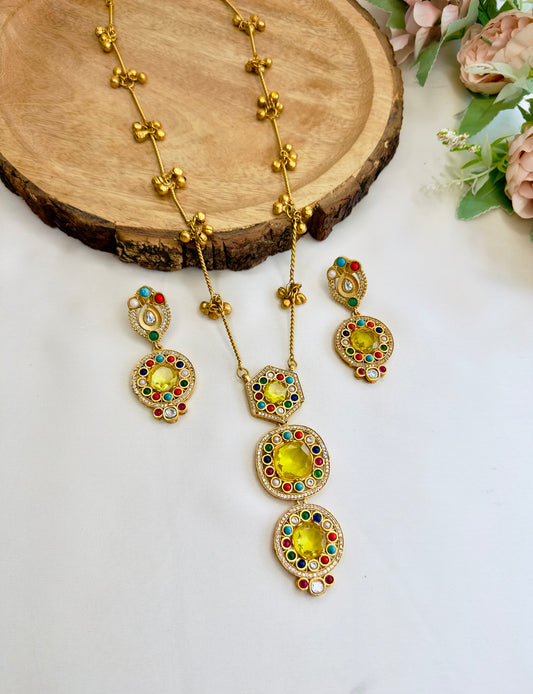 Three Pendant Ghungroo Necklace Set