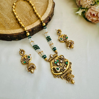 Gold Look alike Green Necklace Set