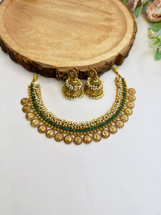 Pearl Lakshmi Necklace Set