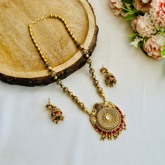 Big circular Pendant Necklace Set