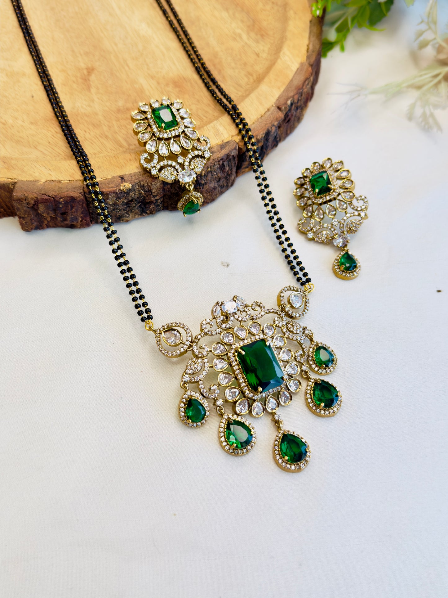 Green Hydro stone Magalsutra Set