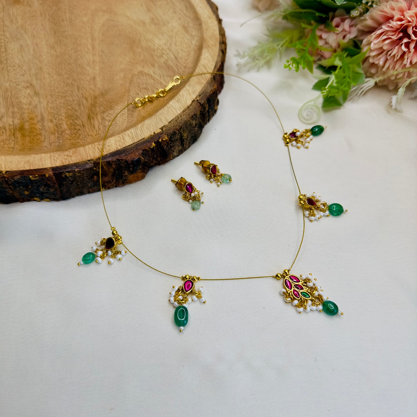 Invisible Chain Jadau Necklace Set