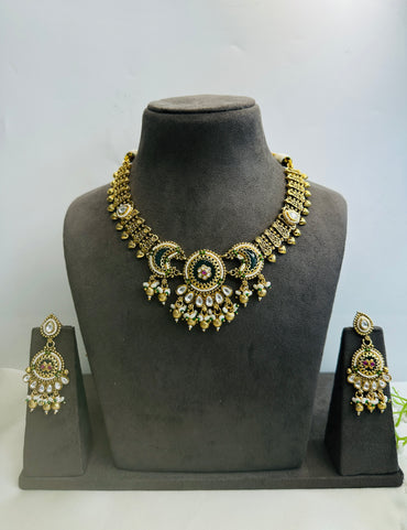 Two Moon Rajwadi Necklace Set