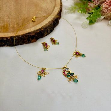 Bird Motif Invisible Necklace Set