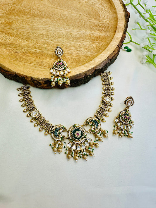 Two Moon Rajwadi Necklace Set