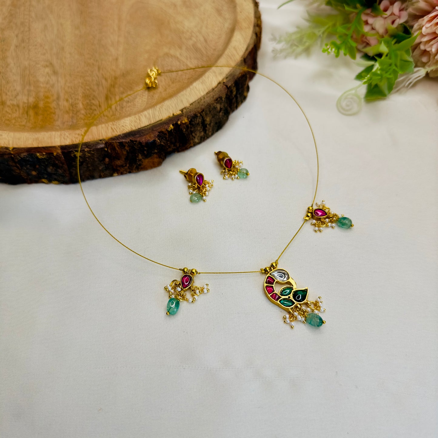 Bird Motif Invisible Necklace Set