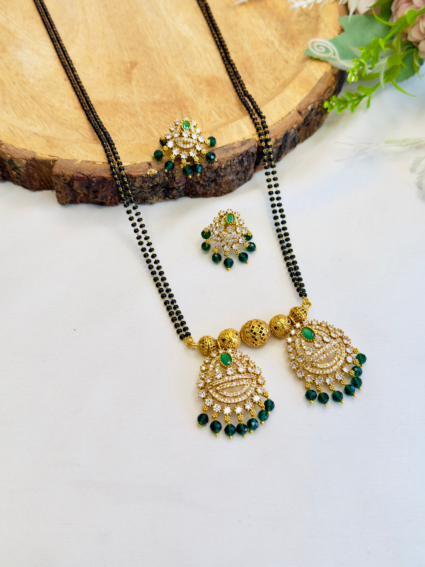 Green Hydro Beads AD Mangalsutra