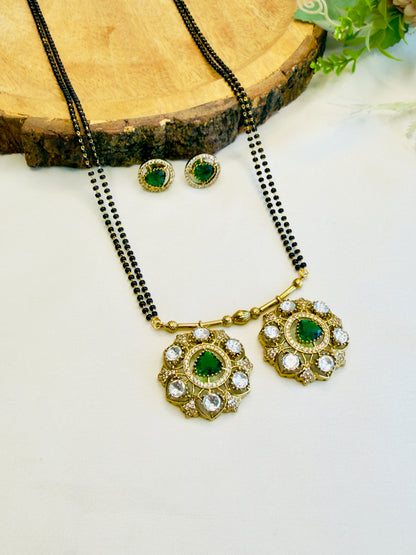 Green Round Pendant Magalsutra Set