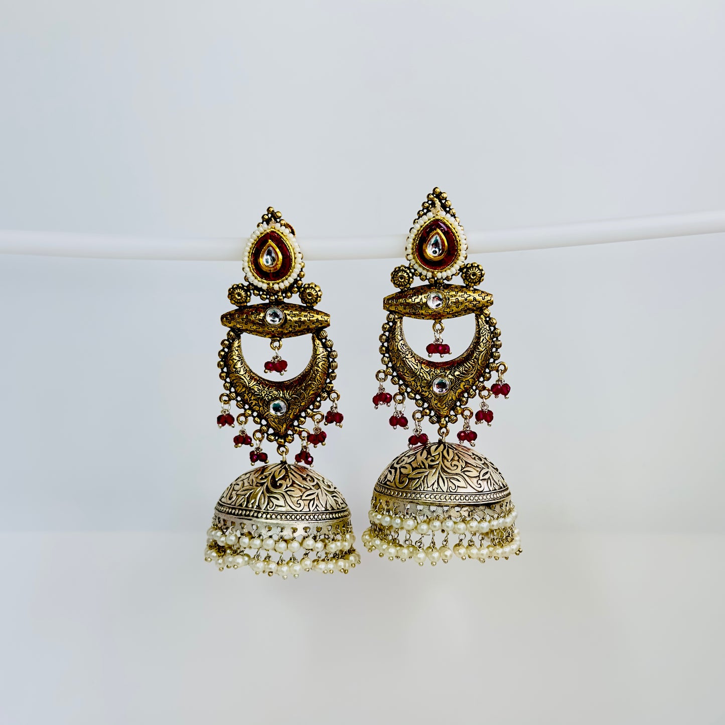 Dual Tone Chandbaali Jhumki Earrings