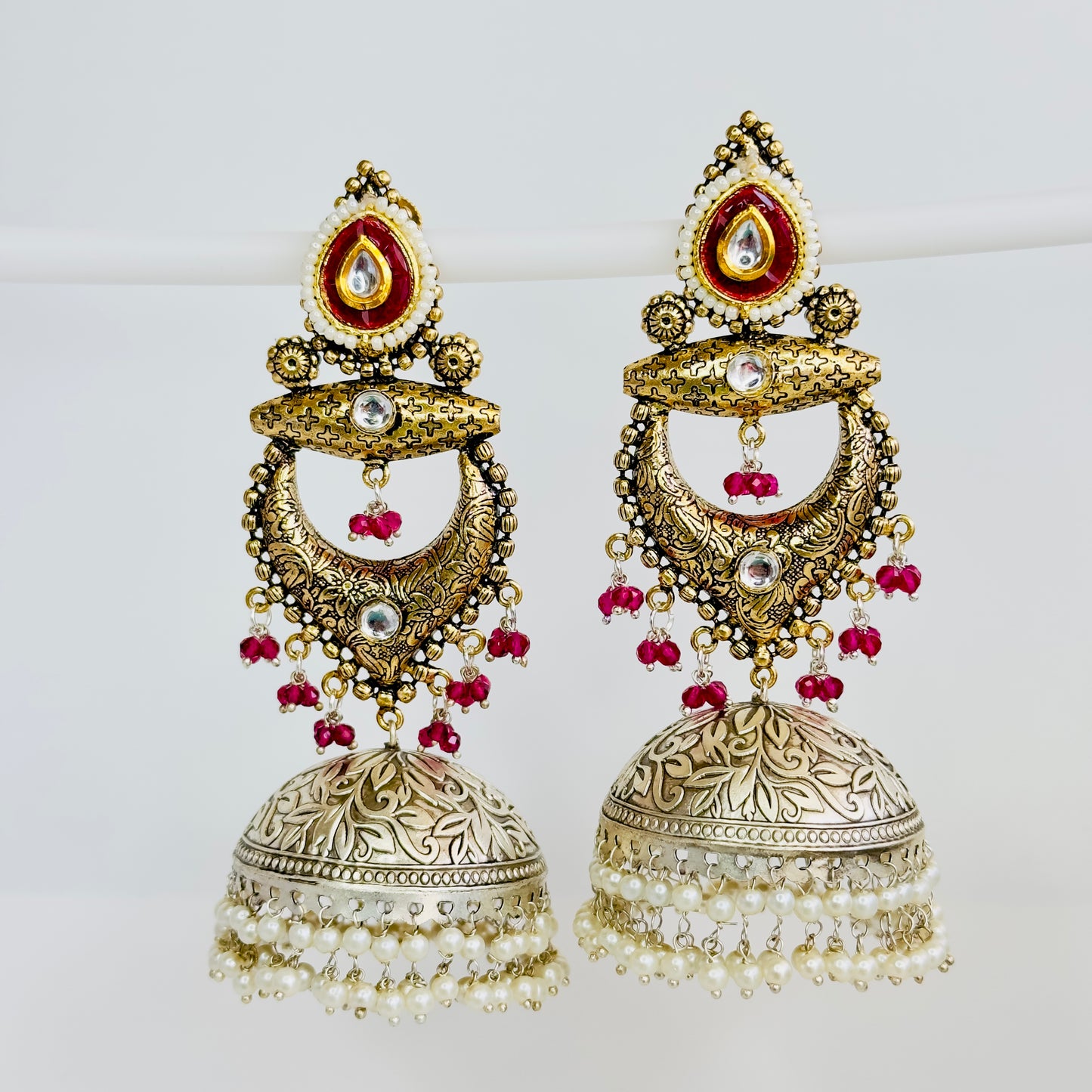 Dual Tone Chandbaali Jhumki Earrings