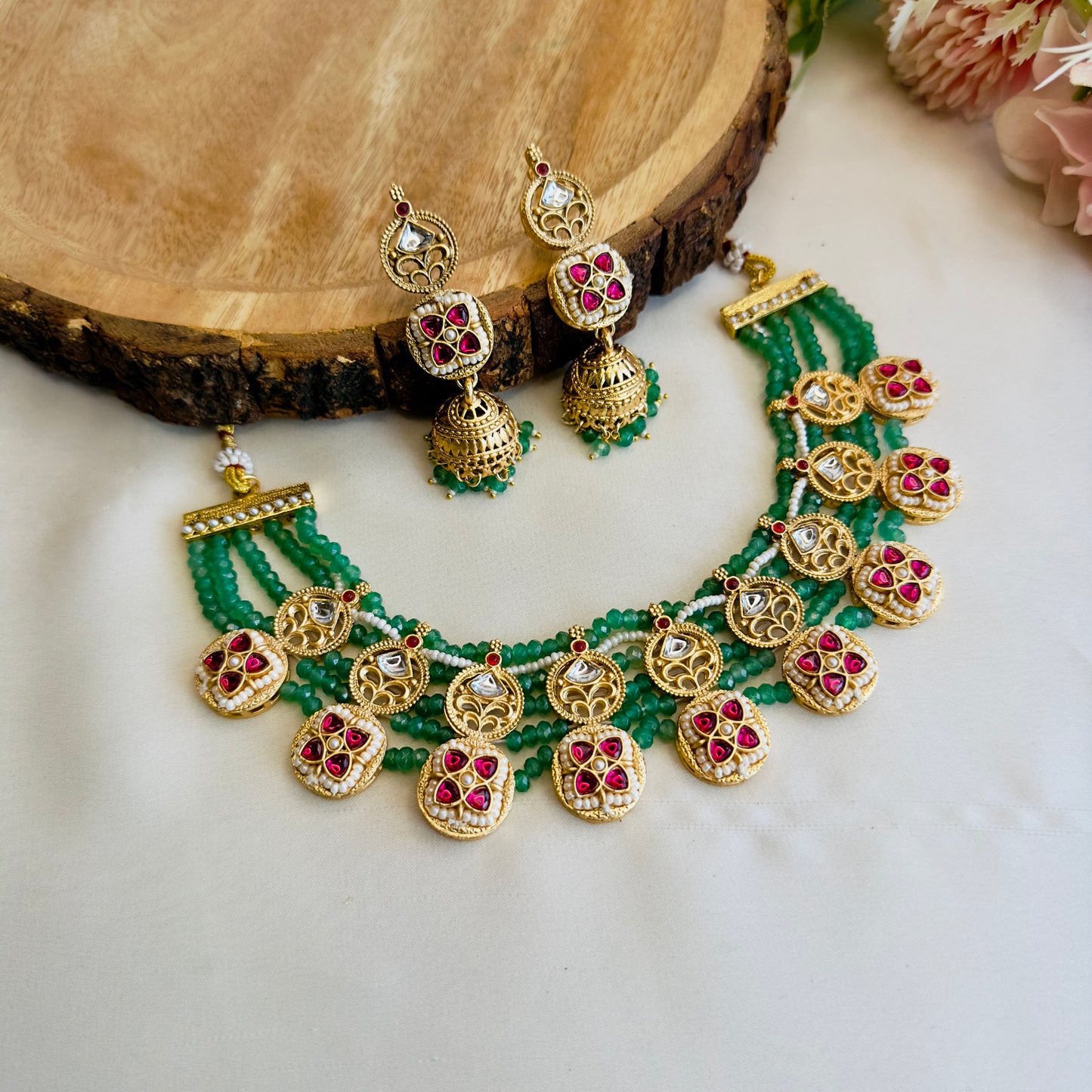 Rajwadi Short Necklace with Jhumki Earrings