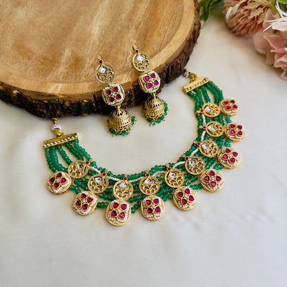 Rajwadi Short Necklace with Jhumki Earrings