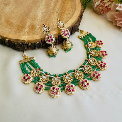 Rajwadi Short Necklace with Jhumki Earrings