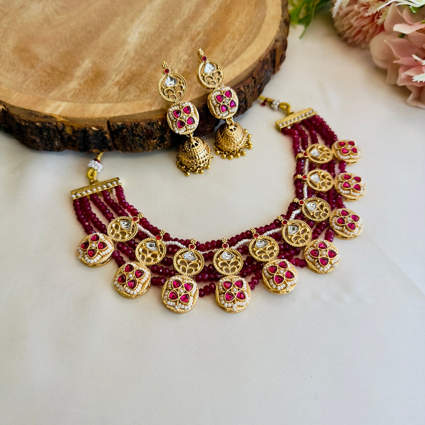 Rajwadi Short Necklace with Jhumki Earrings